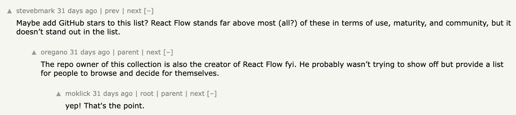 a screenshot from a comment on hacker news