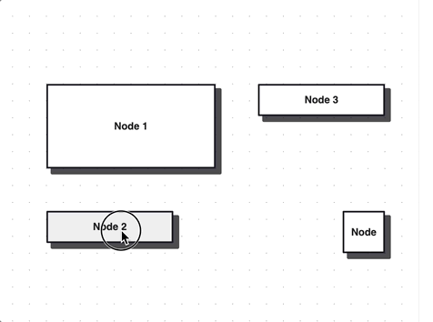 a gif of one node being dropped on top of another node. When it intersects with the other node, the color of the node.